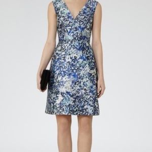 Reiss Allium Printed Ice Blue V Neck Dress 4